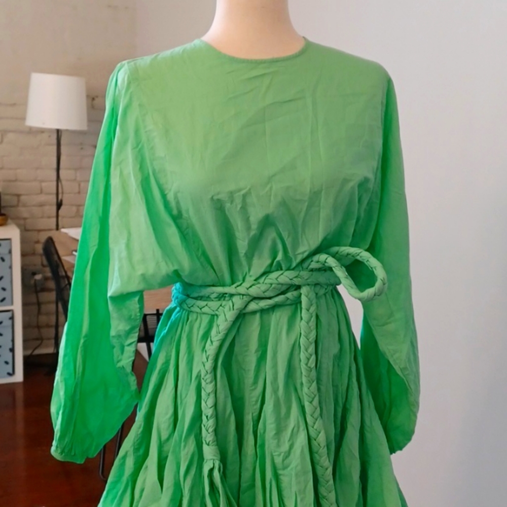 Rhode mini dress ELLA dress poplin cotton resort bishop sleeve belt Medium - Picture 11 of 13